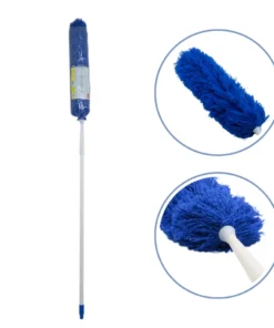 Plumero Microfibra Blanco y Azul con Mango Metálico de Rosca y Extensible
